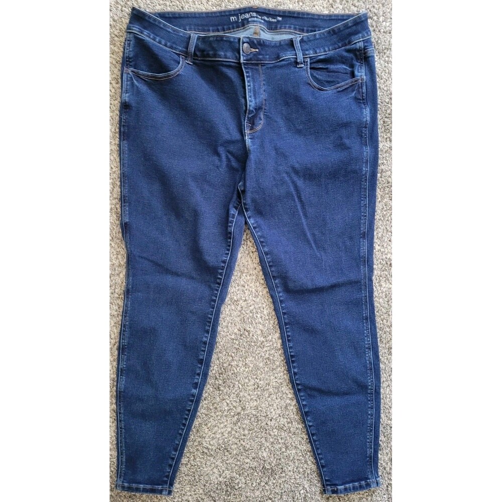 Maurices M Jeans Womens 20W Reg Blue Mid Rise Denim Tapered Pockets Stretch Plus